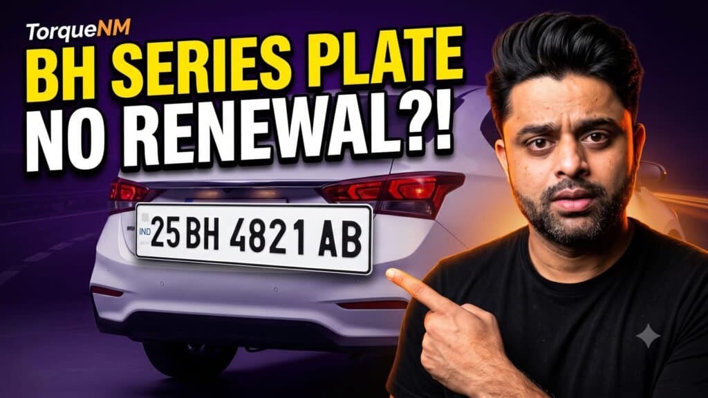 Rear of a white car with a BH series number plate