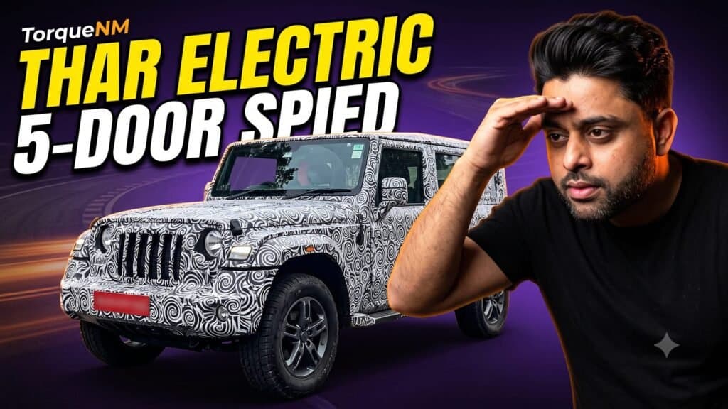Camouflaged five-door Mahindra Thar Electric test mule