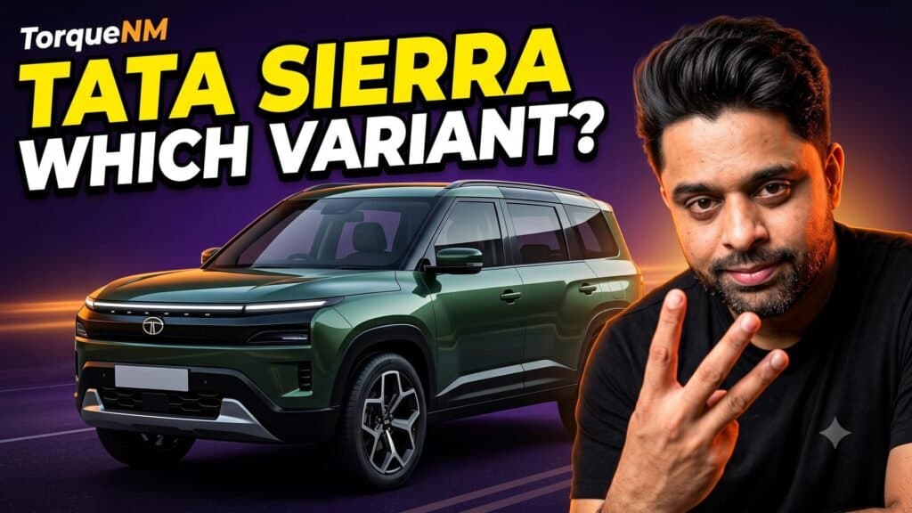 Tata Sierra SUV in dark green with a wraparound glass rear